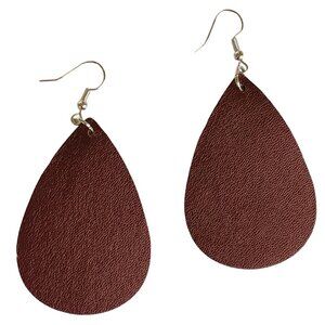 Faux Leather Earrings in Dark Chocolate Brown New Lightweight Teardrop